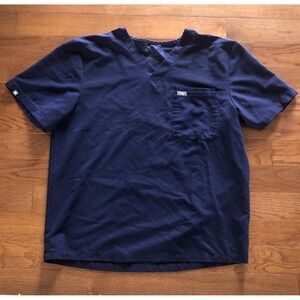FIGS Technical Collection Scrubs Top Navy Blue Medical Double Pocket Men's XXL